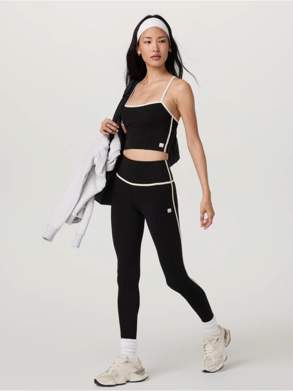 NWT New Vuori AllTheFeels Corset Legging black medium M, white trim - Picture 5 of 9